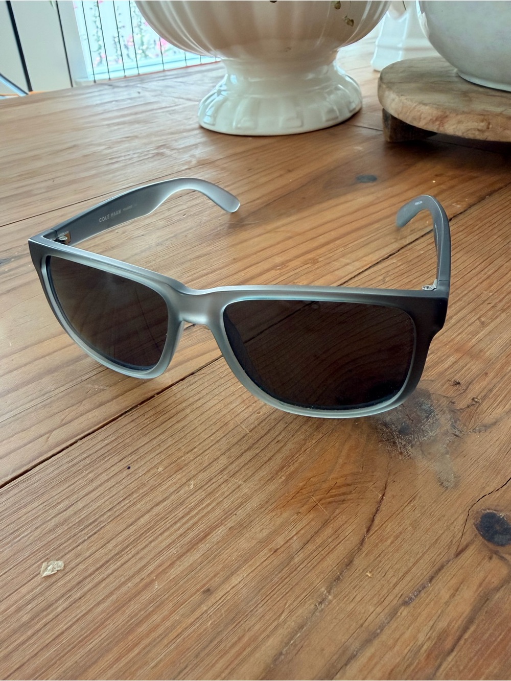 Cole Haan Men’s Gray Frame Sunglasses with Dark Lenses